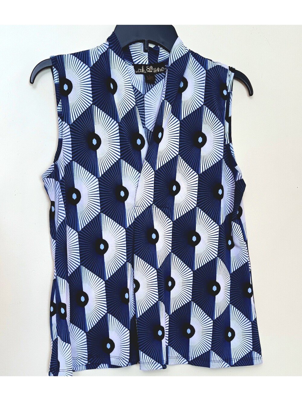 Blue, Black, White Geometric Sleeveless Top 80 Park